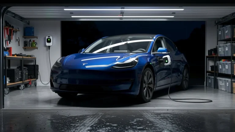 Chargeur domestique remplissant batterie hybride d'une voiture moderne en une nuit
