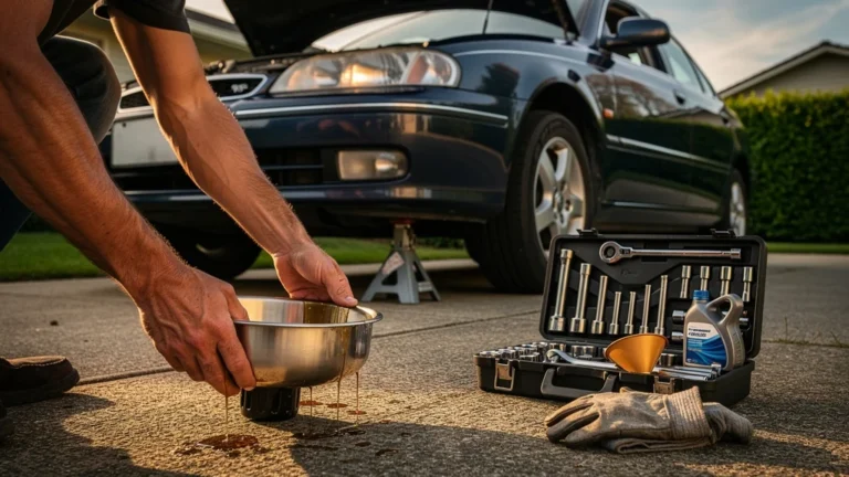 Vidange faite maison sur voiture avec moteur en bon état après 10 000 km, entretien auto précis